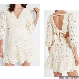 Express Tie Back Ivory Lace Dress